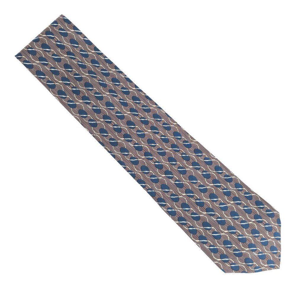 Geoffrey Beene Men Necktie 100% Silk Geometric Gray Blue Size 57x4 - NWOT